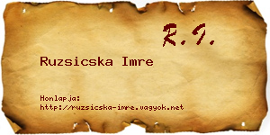 Ruzsicska Imre névjegykártya